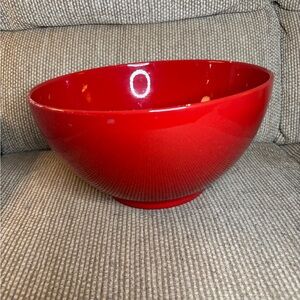 Waechterbach Germany Retired Vibrant Cherry Red Serving Bowl 11.5 inches flaws